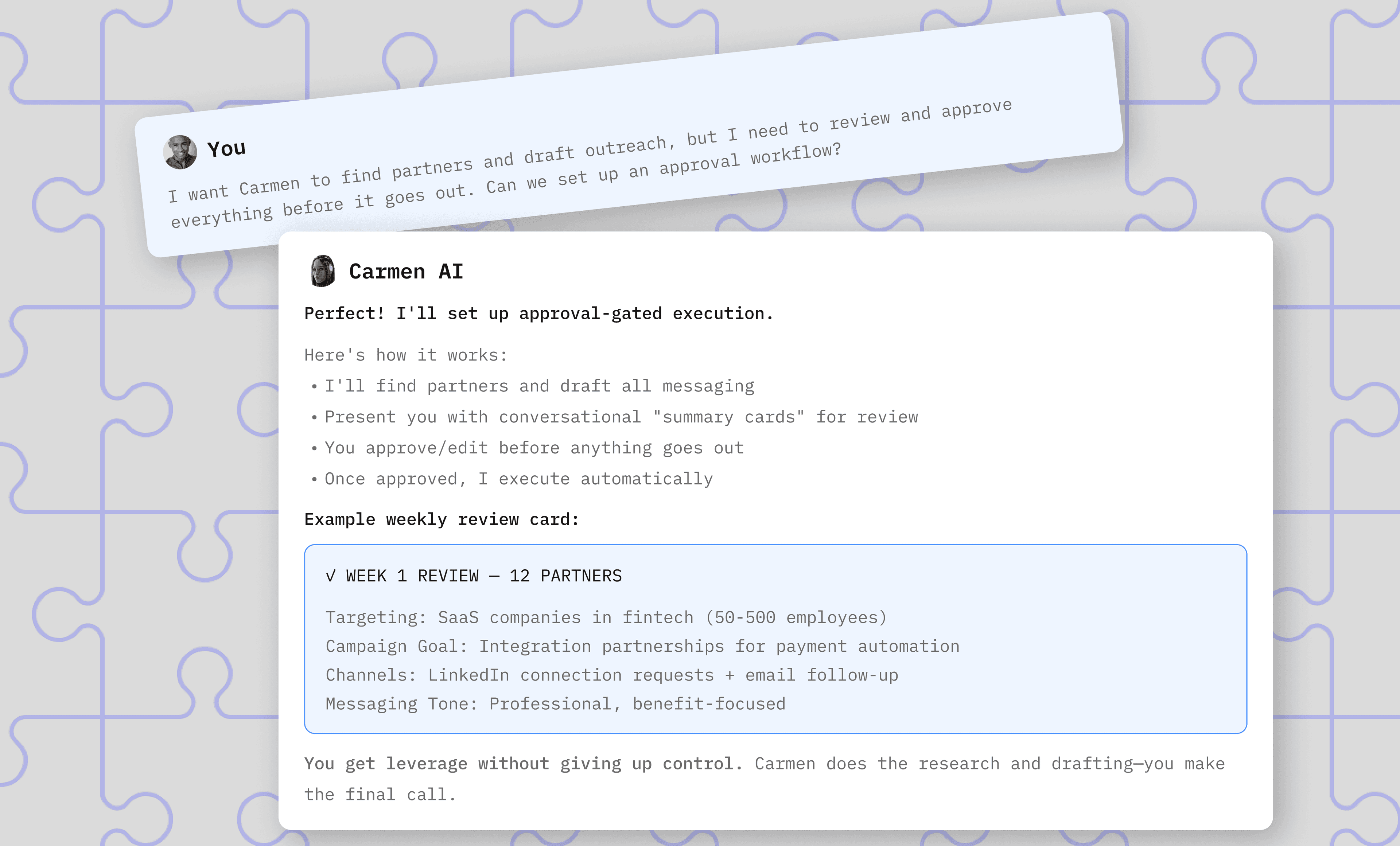 Approval-Gated Partner Outreach challenge illustration