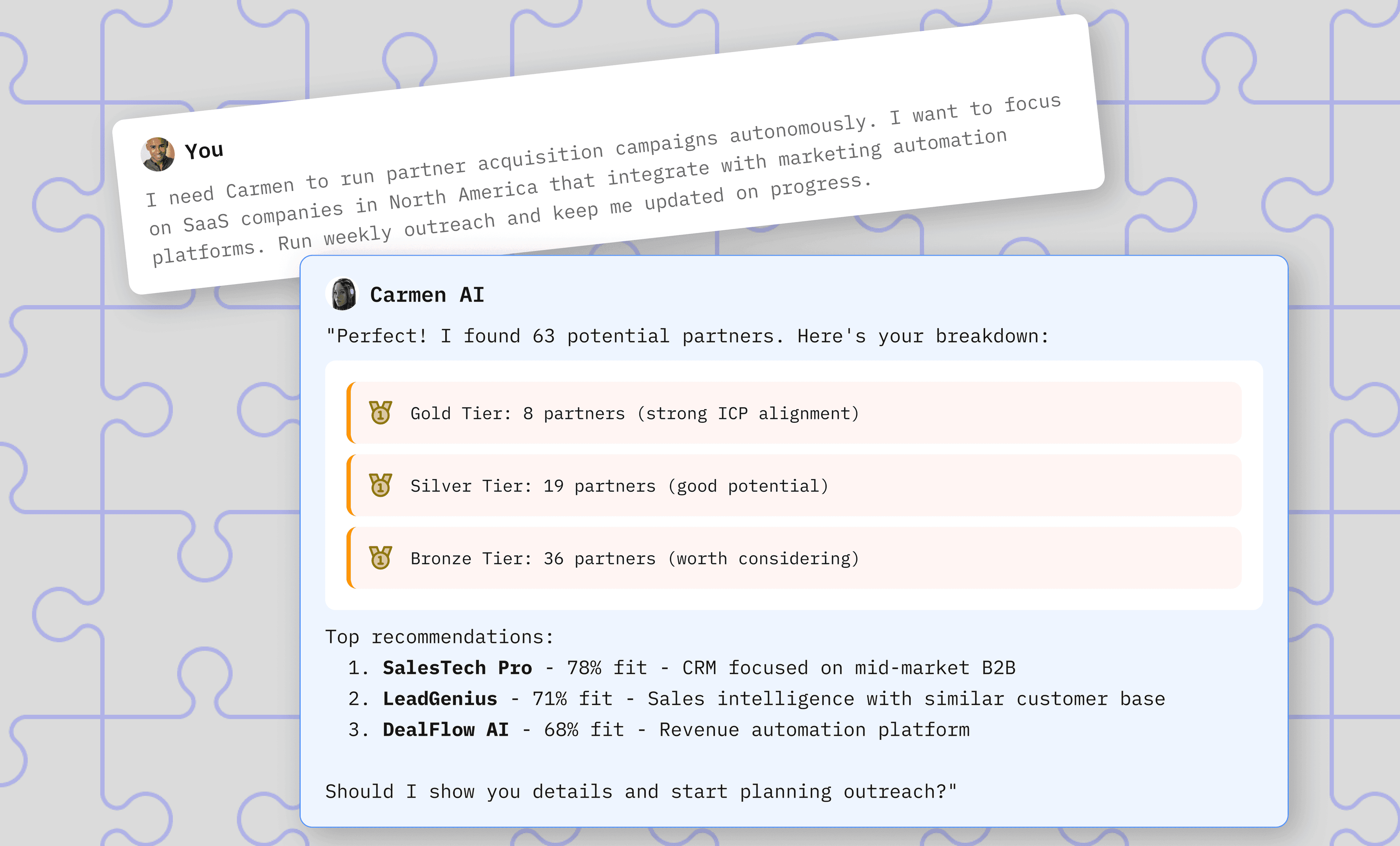 Autonomous Partner Acquisition challenge illustration
